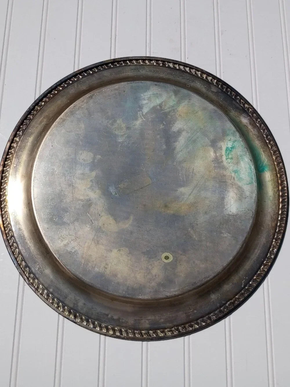 Vintage Silverplate Serving Tray Round Fluted Platter 15.25